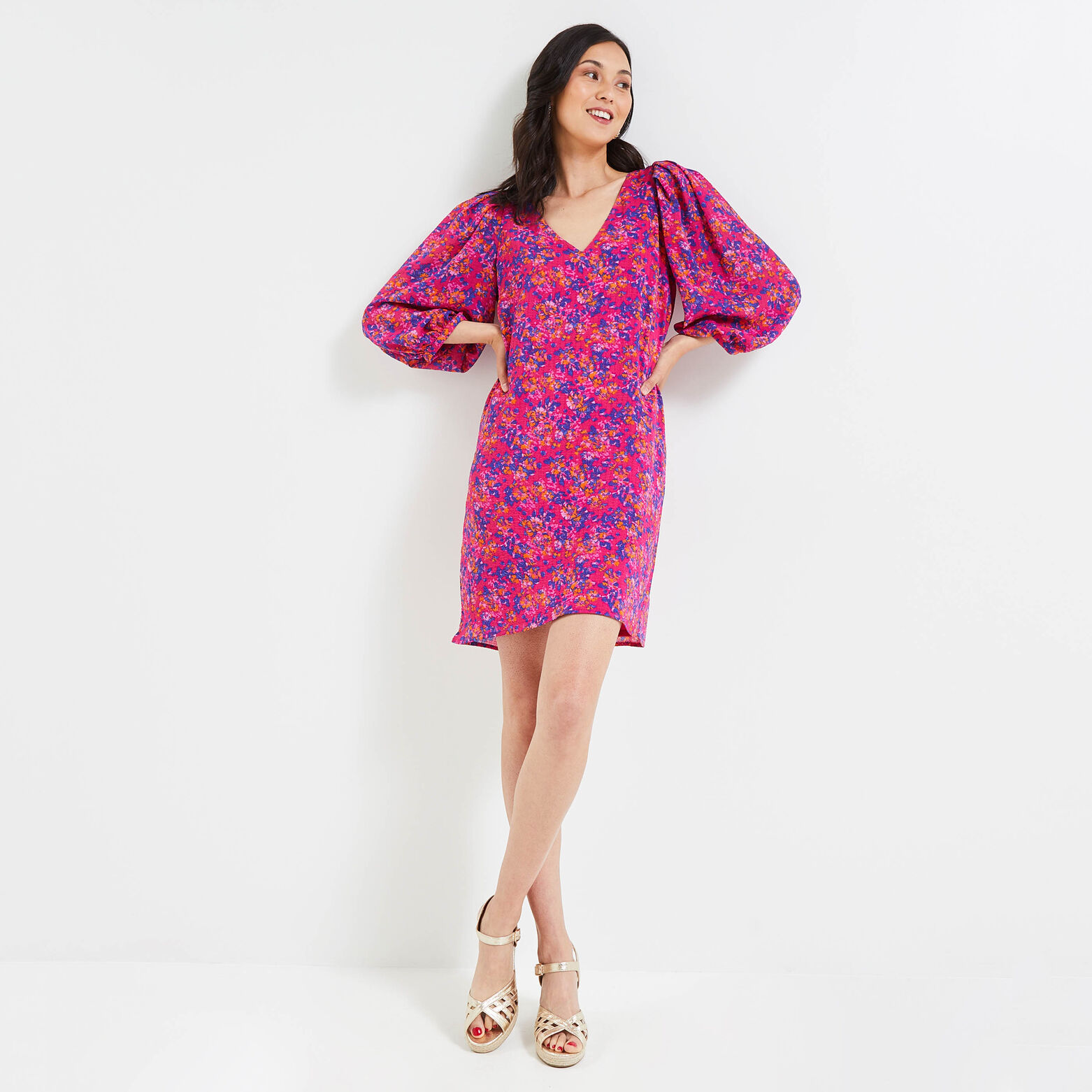 robe imprimée col V femme