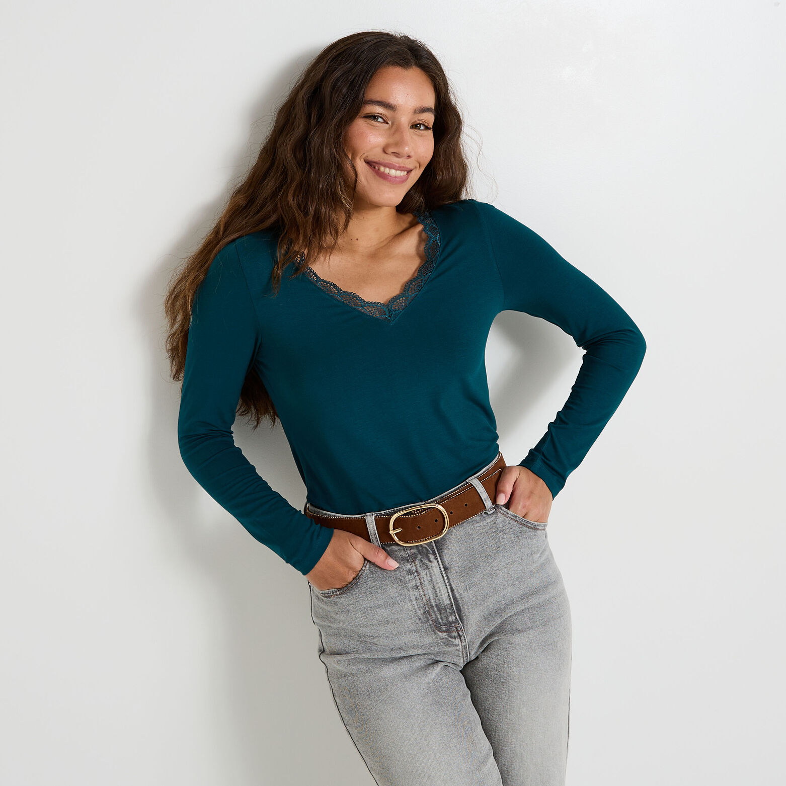 T-shirt col V femme