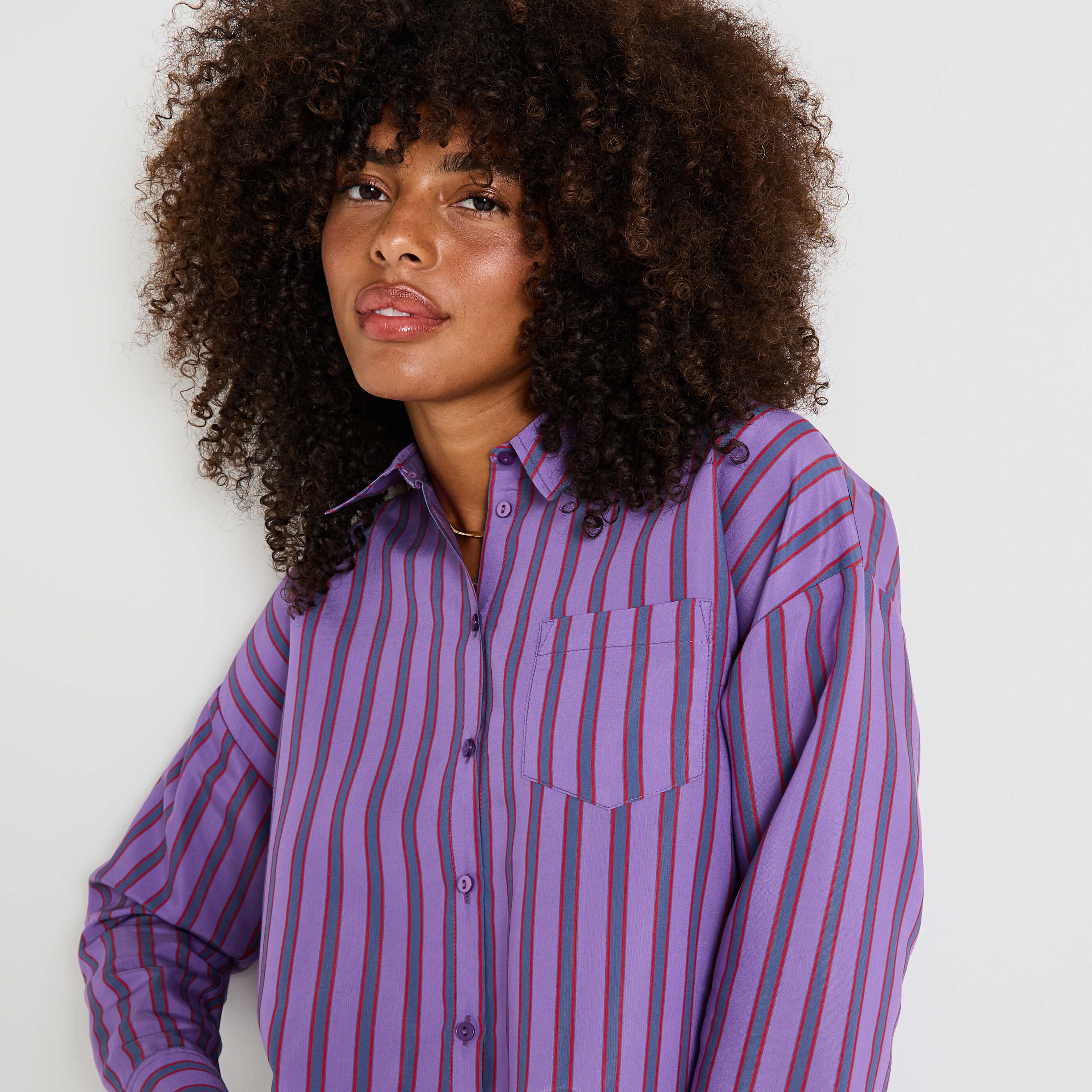 Chemise oversize ray&eacute;e femme