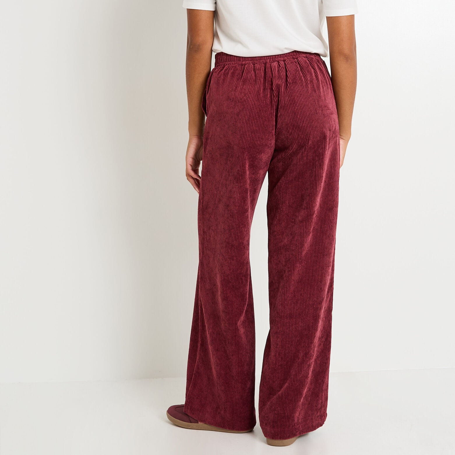 Velours Pantalon large en velours femme BORDEAUX | Graindemalice