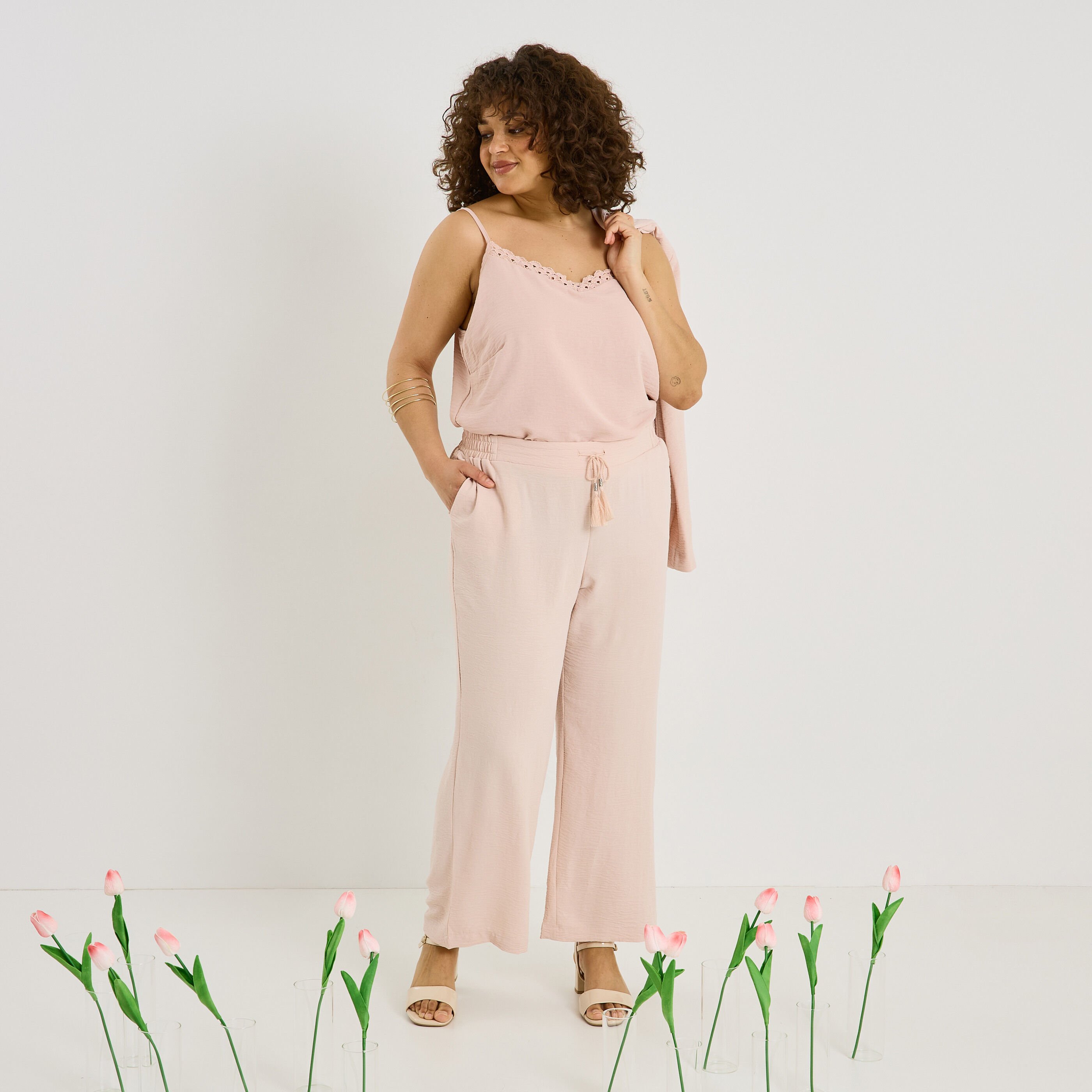 Pantalon fluide taille &eacute;lastiqu&eacute;e femme