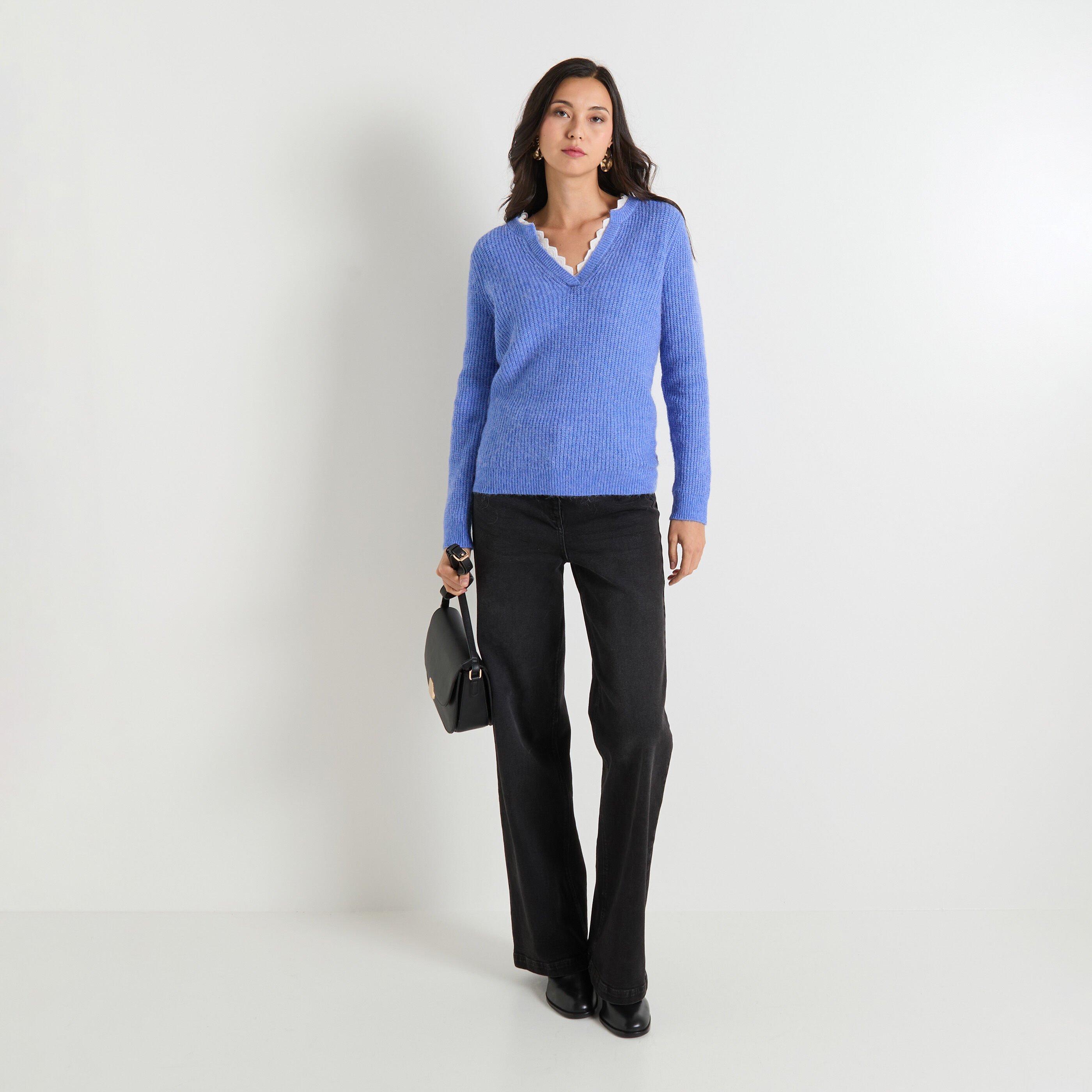 Pull col chemise femme