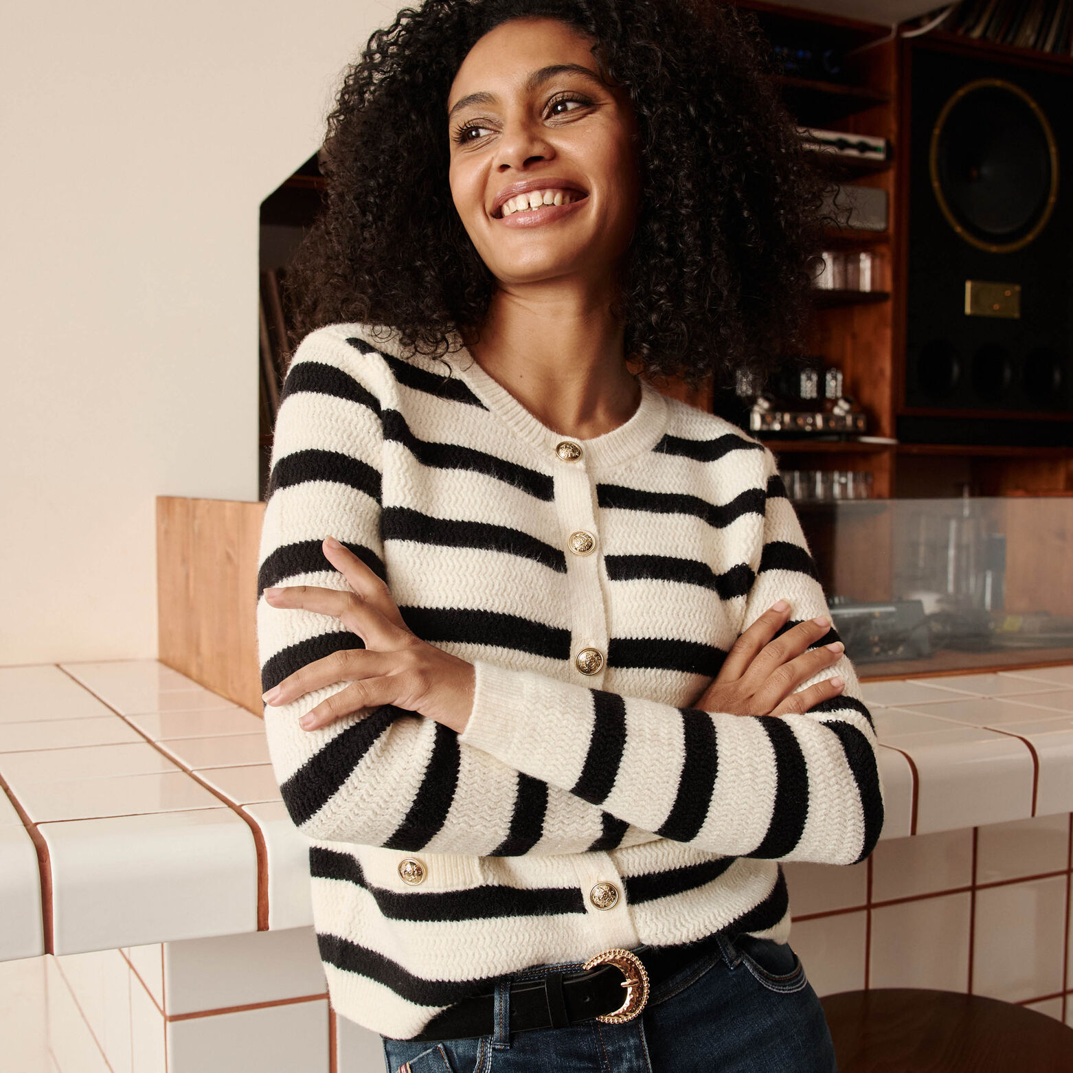 Gilet rayé femme