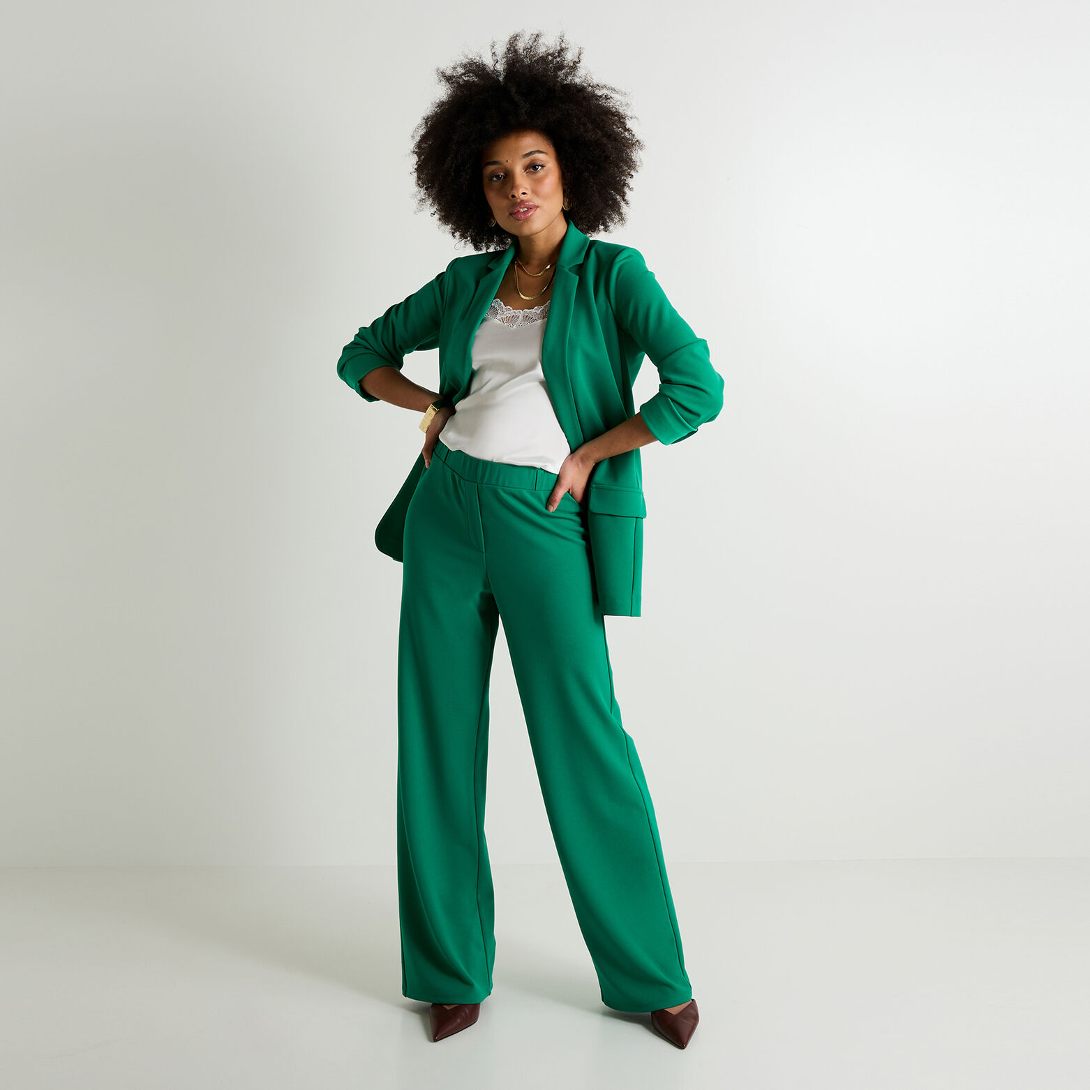 Pantalon large en maille femme