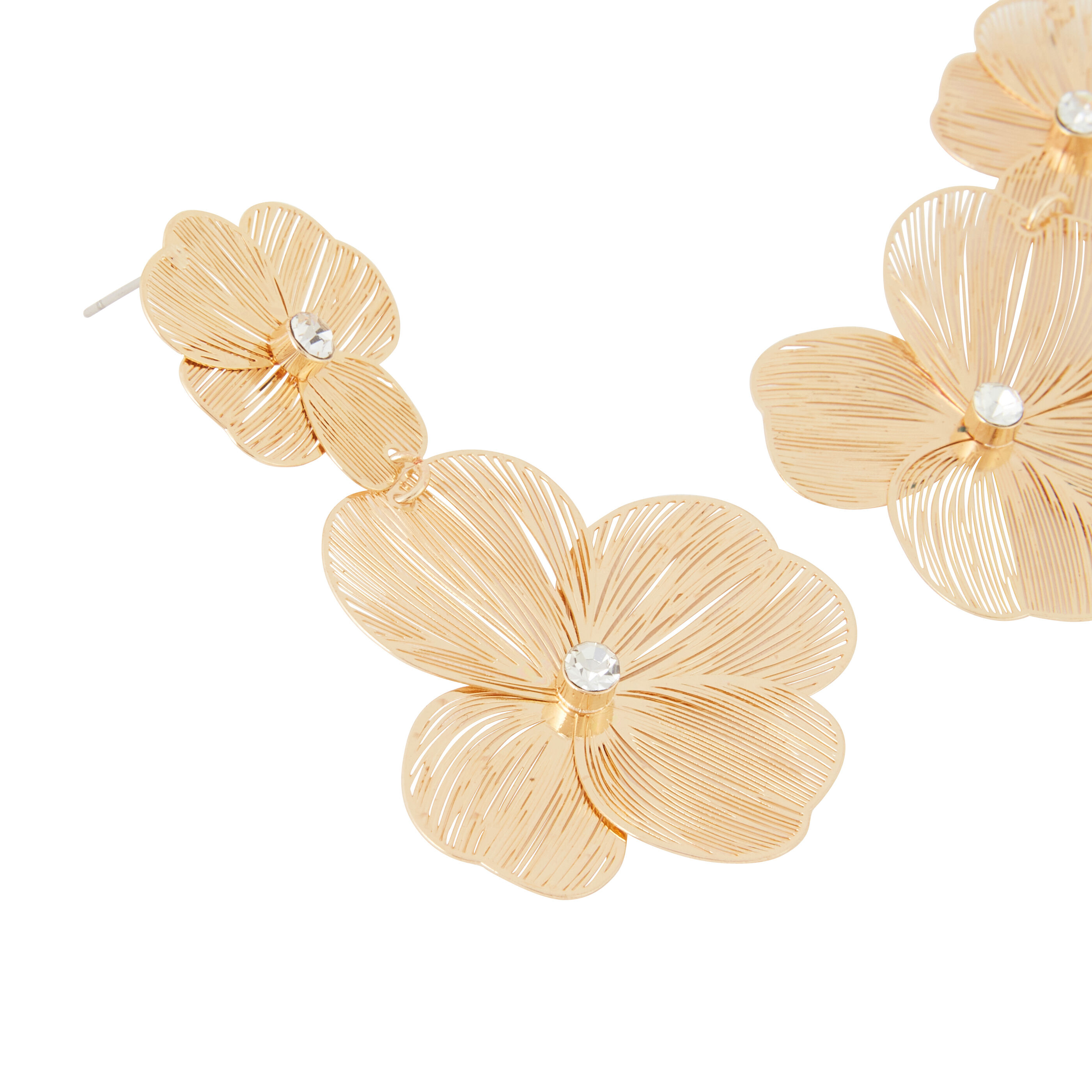 Boucles d'oreilles double fleurs femme