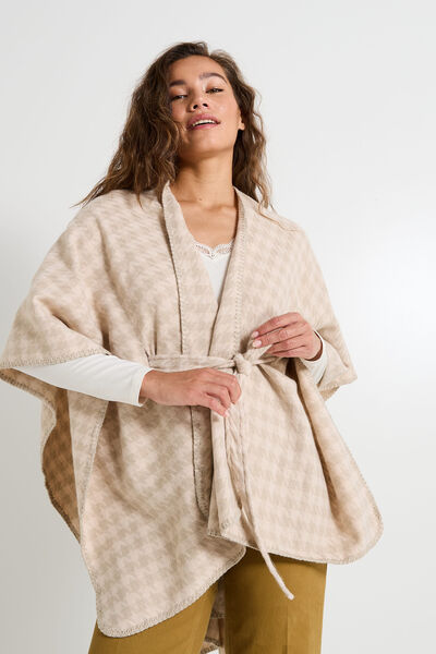 Poncho ceinturé ouvert à l'avant femme