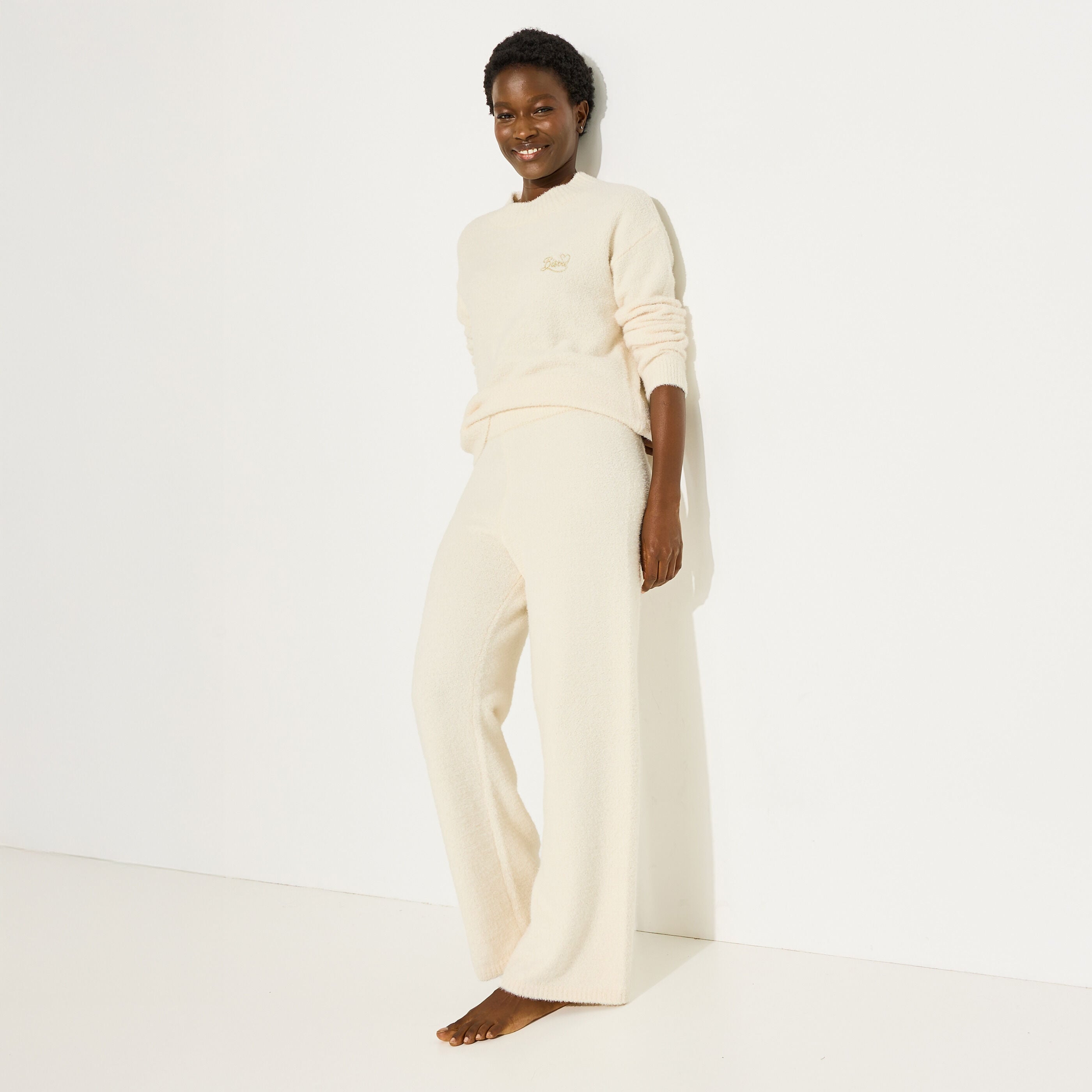 Pantalon doux et fluffy large femme