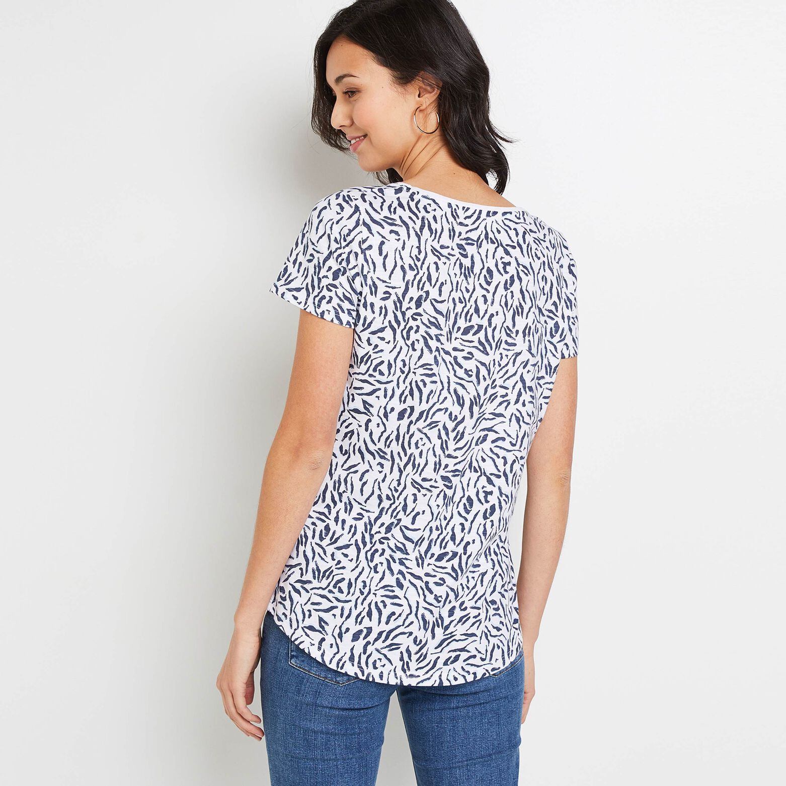 T-shirt imprimé col V femme