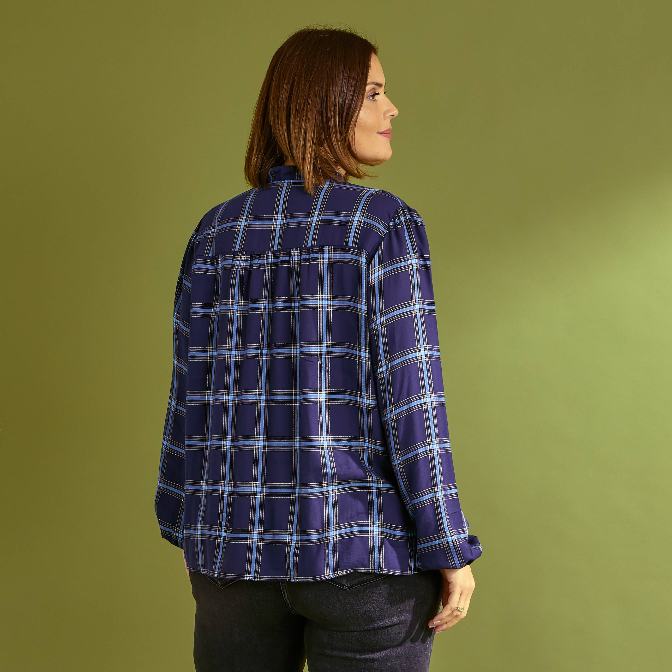 Blouse imprim&eacute; carreaux femme