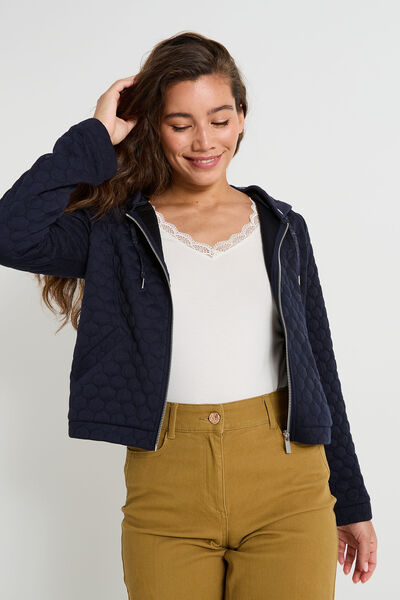 Veste en maille à capuche amovible femme