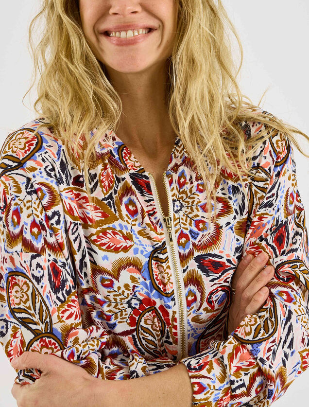 Veste bomber zipp&eacute; imprim&eacute; paisley femme