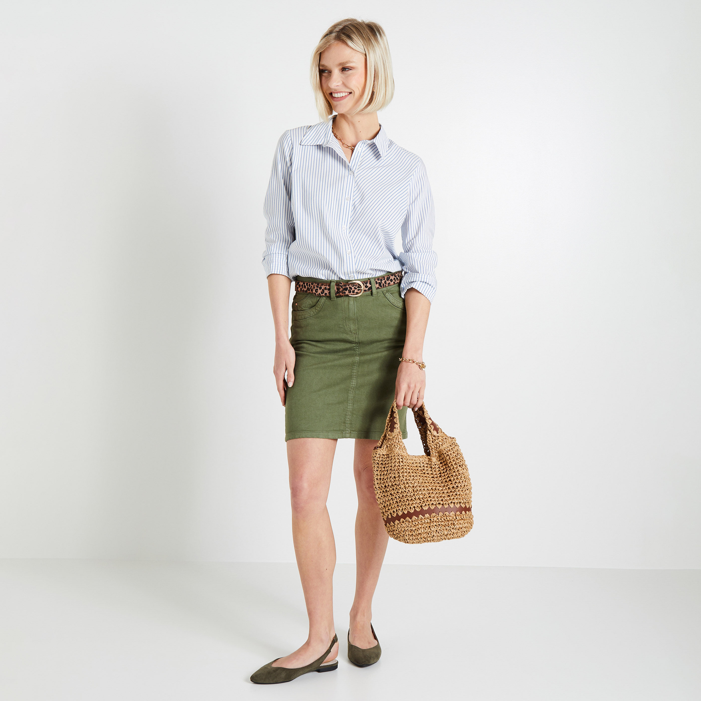 Jupe denim couleur femme