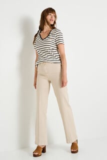T-shirt rayé col V femme
