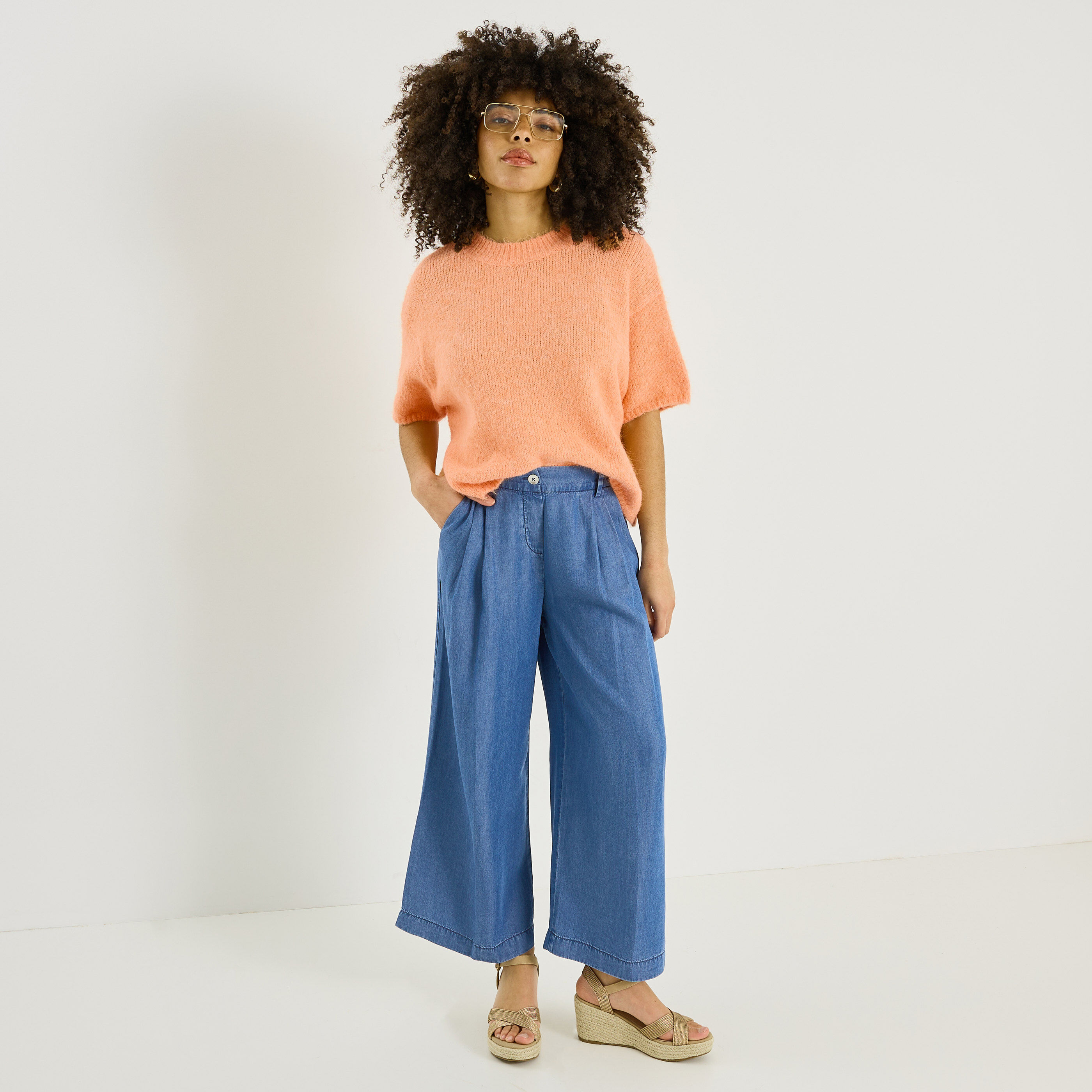 Pantalon large en lyocell femme