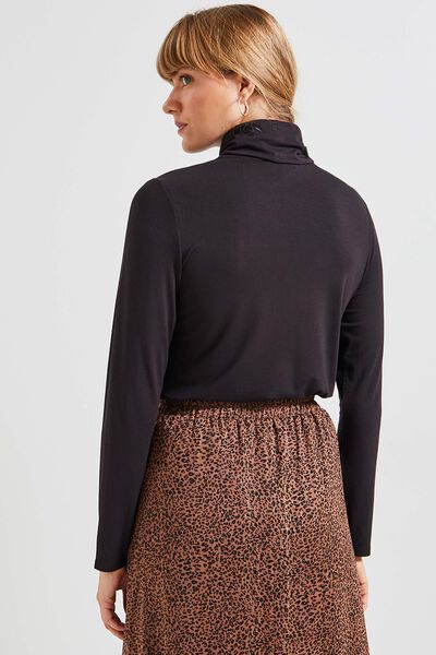 Tshirt uni col roulé femme