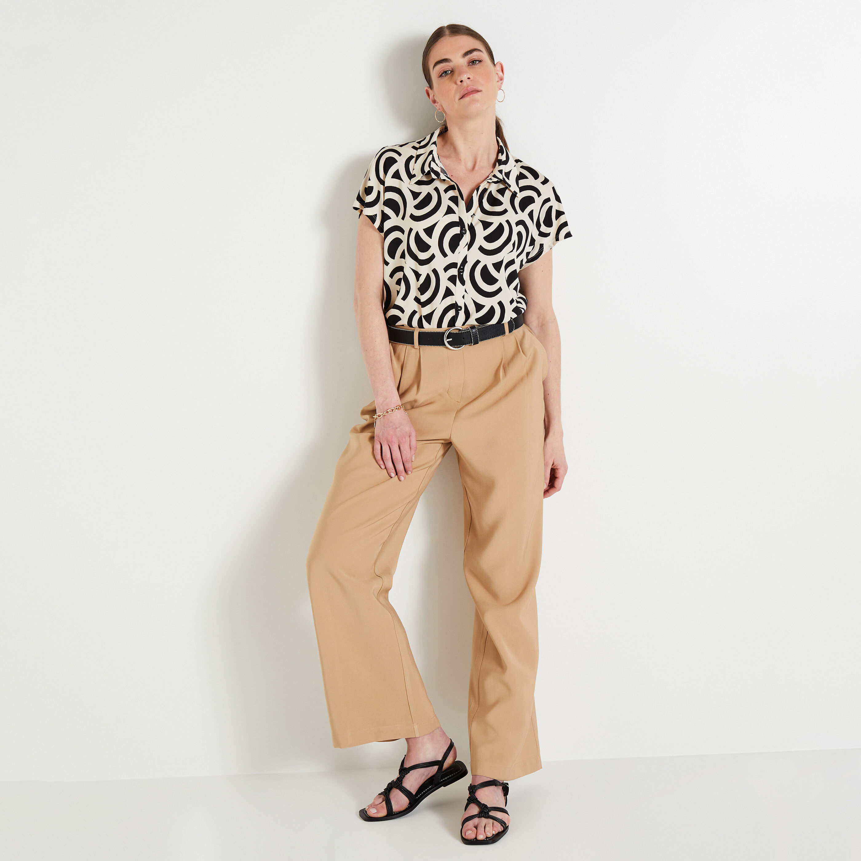 Chemisier maille imprim&eacute; femme