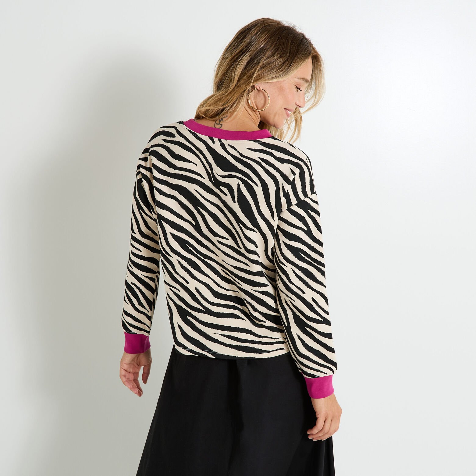 Sweat imprimé zébré femme