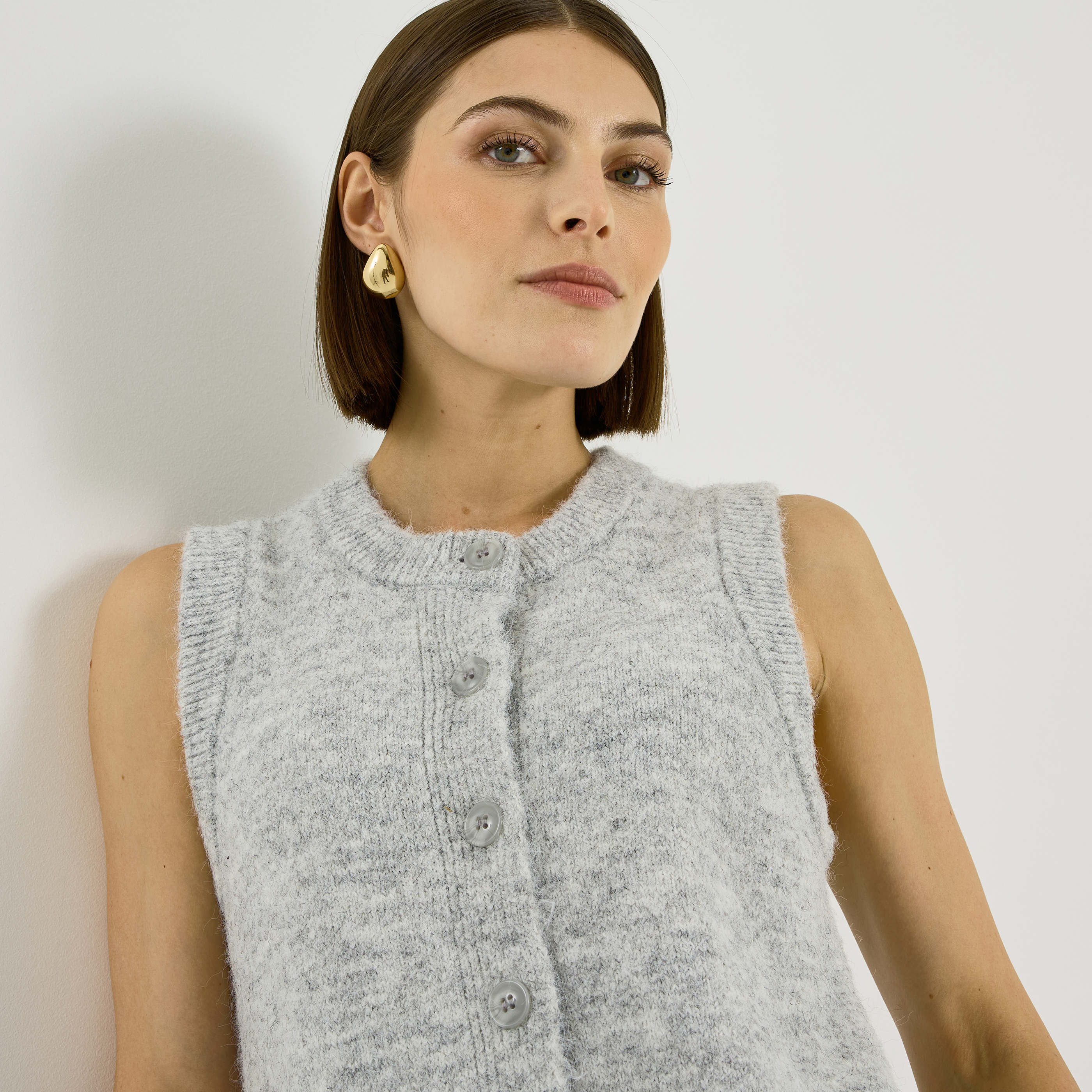 Gilet sans manches &agrave; col rond femme