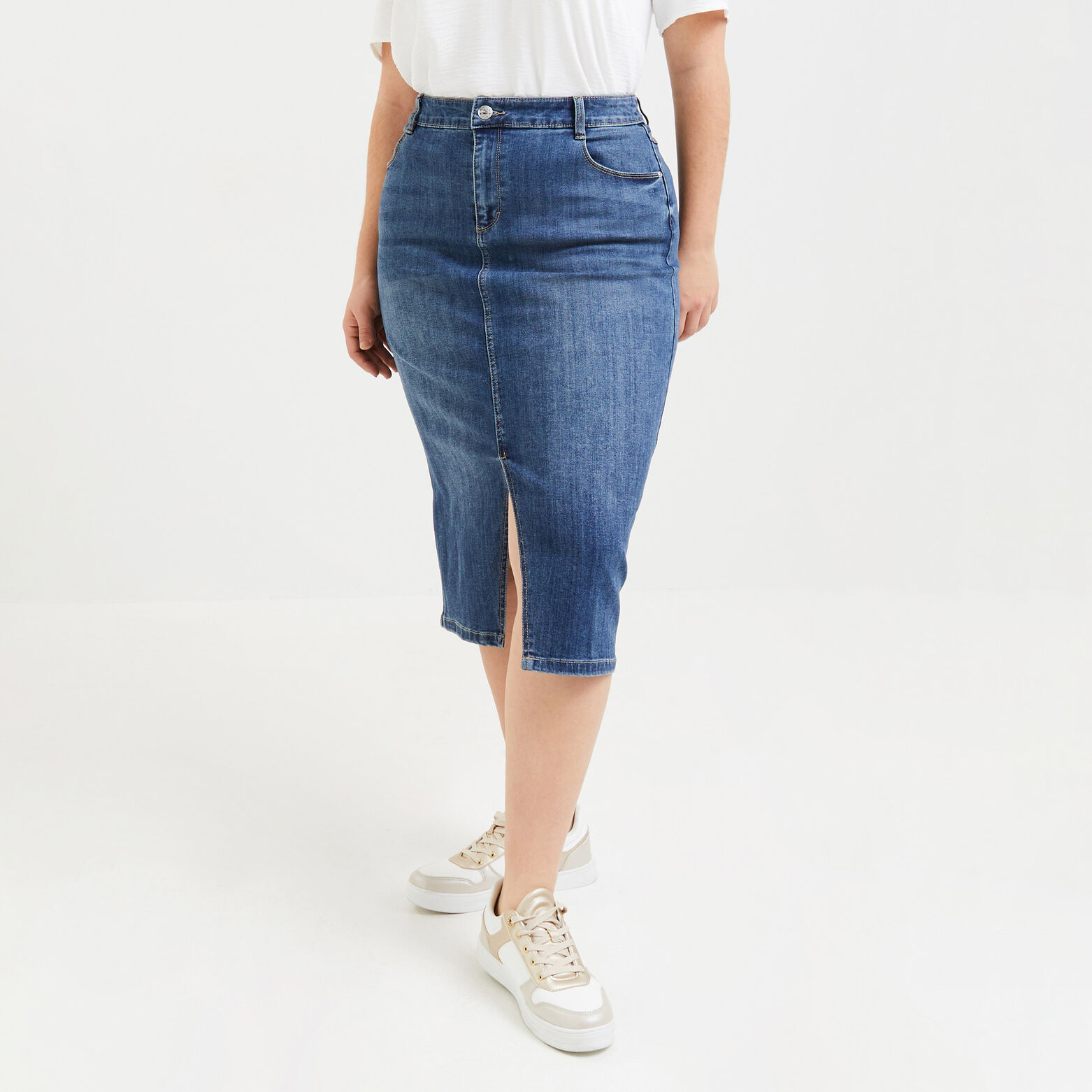 Jupe en jean mi-longue femme
