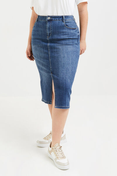 Jupe en jean mi-longue femme
