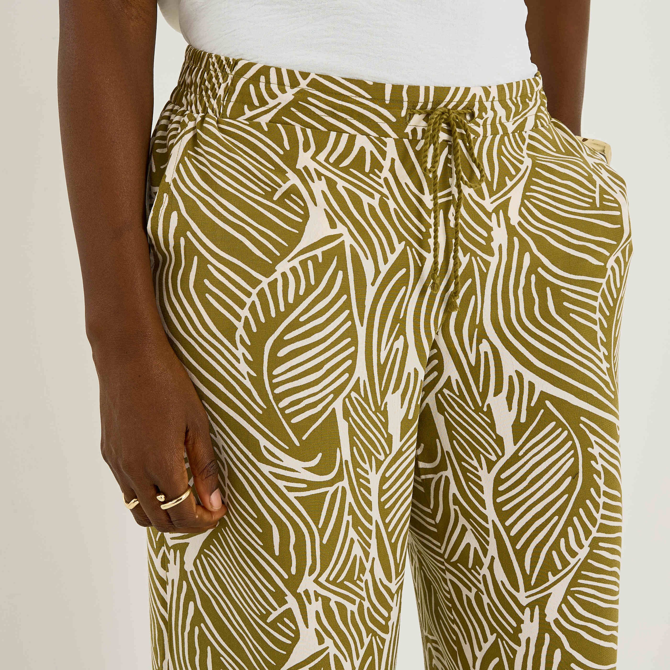 Pantalon large fluide imprim&eacute; femme