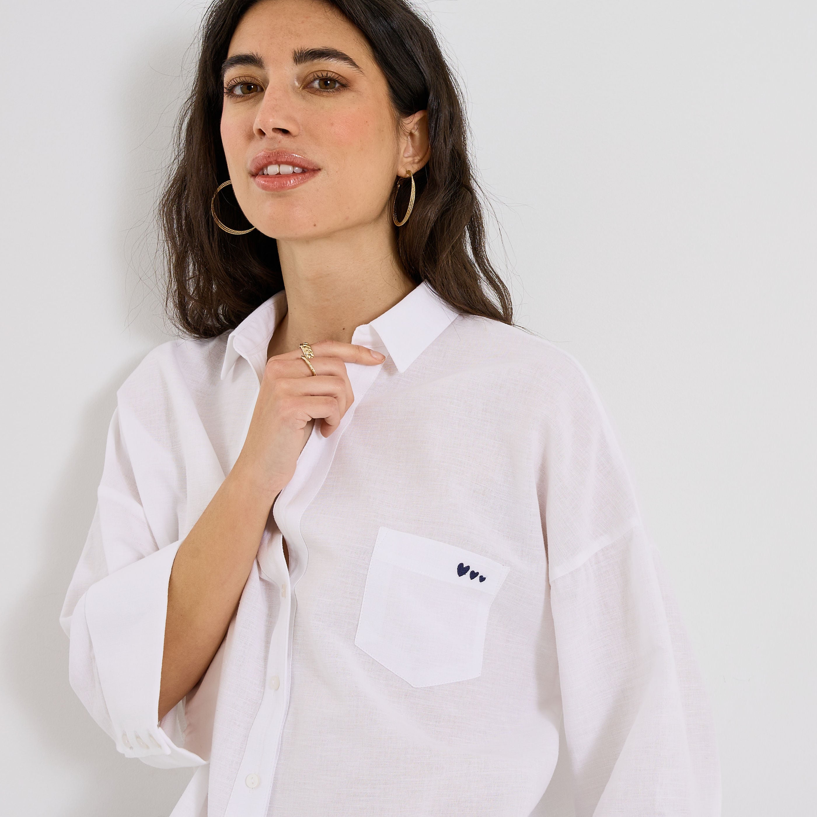 Chemise d&eacute;tail broderie femme