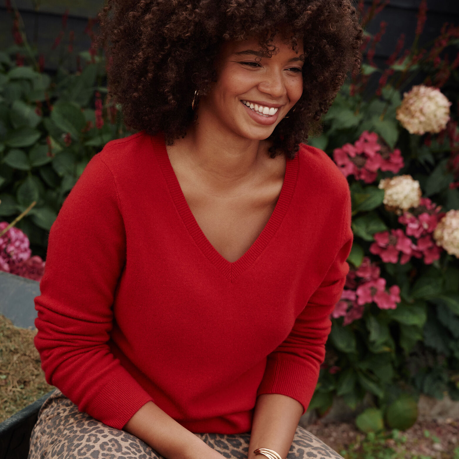 Pull col V laine et cachemire femme