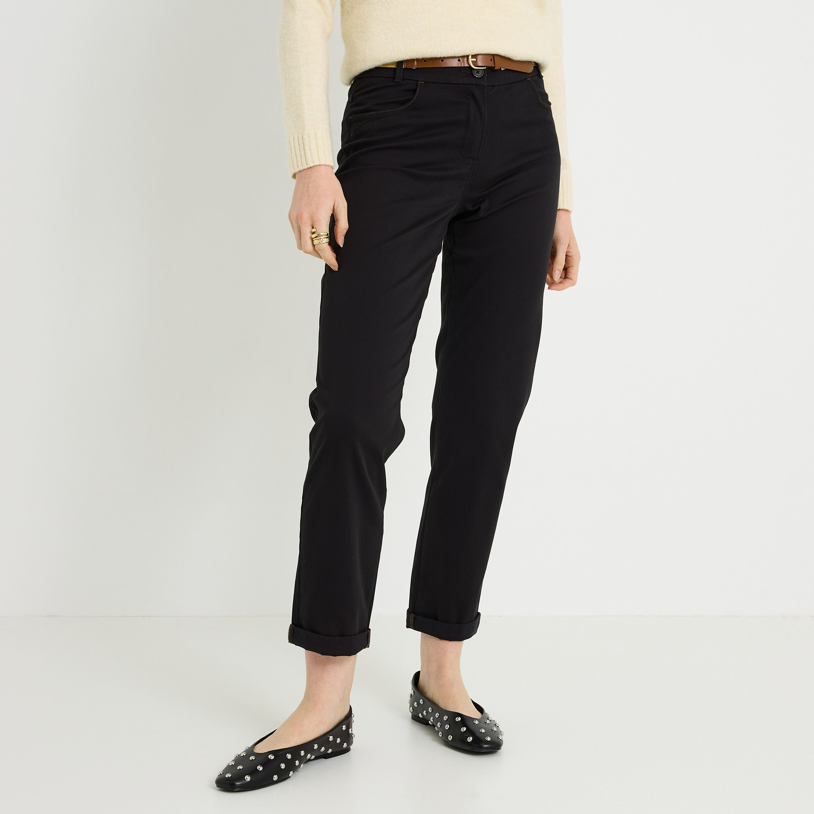 Pantalon chino uni femme