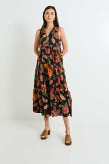 Robe longue imprimée femme