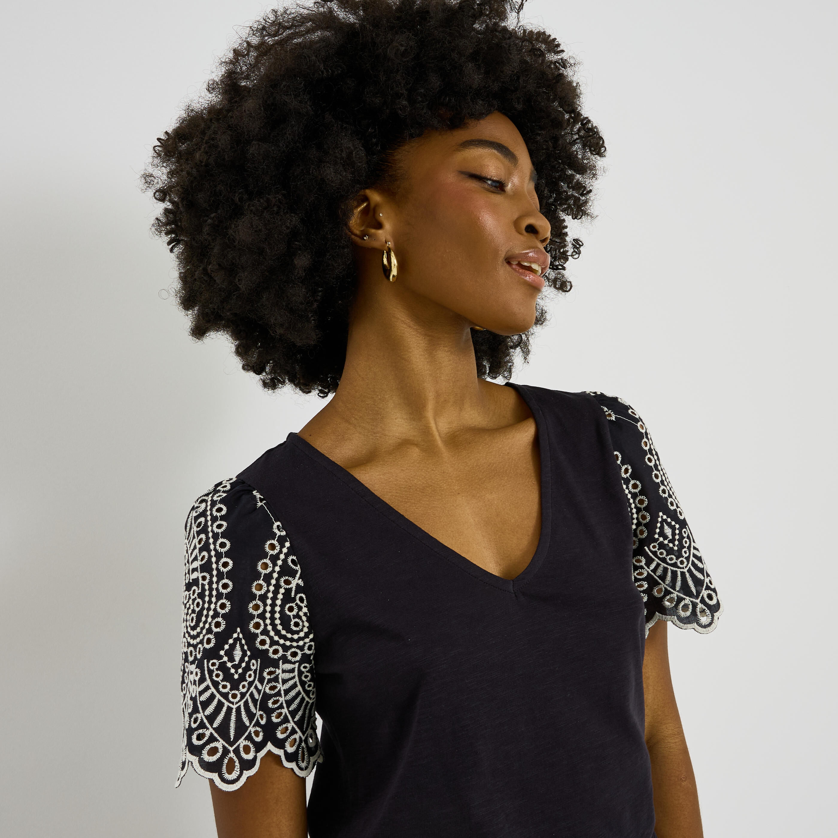 T-shirt manches volant&eacute;es femme