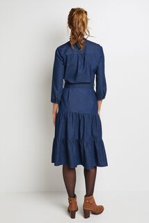 Robe mi longue en denim femme