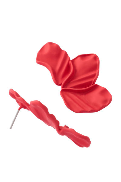 Boucles d'oreilles demi-fleur rouge