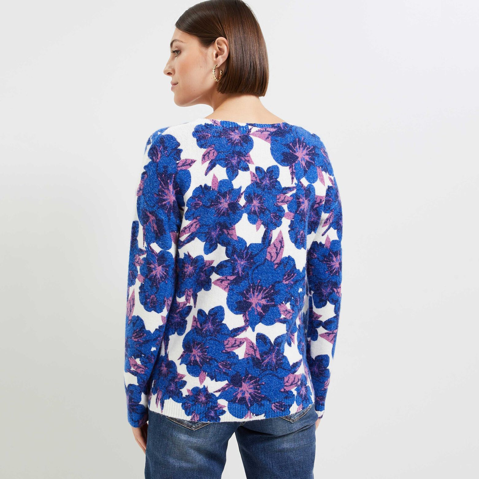 Pull imprimé fleuri femme