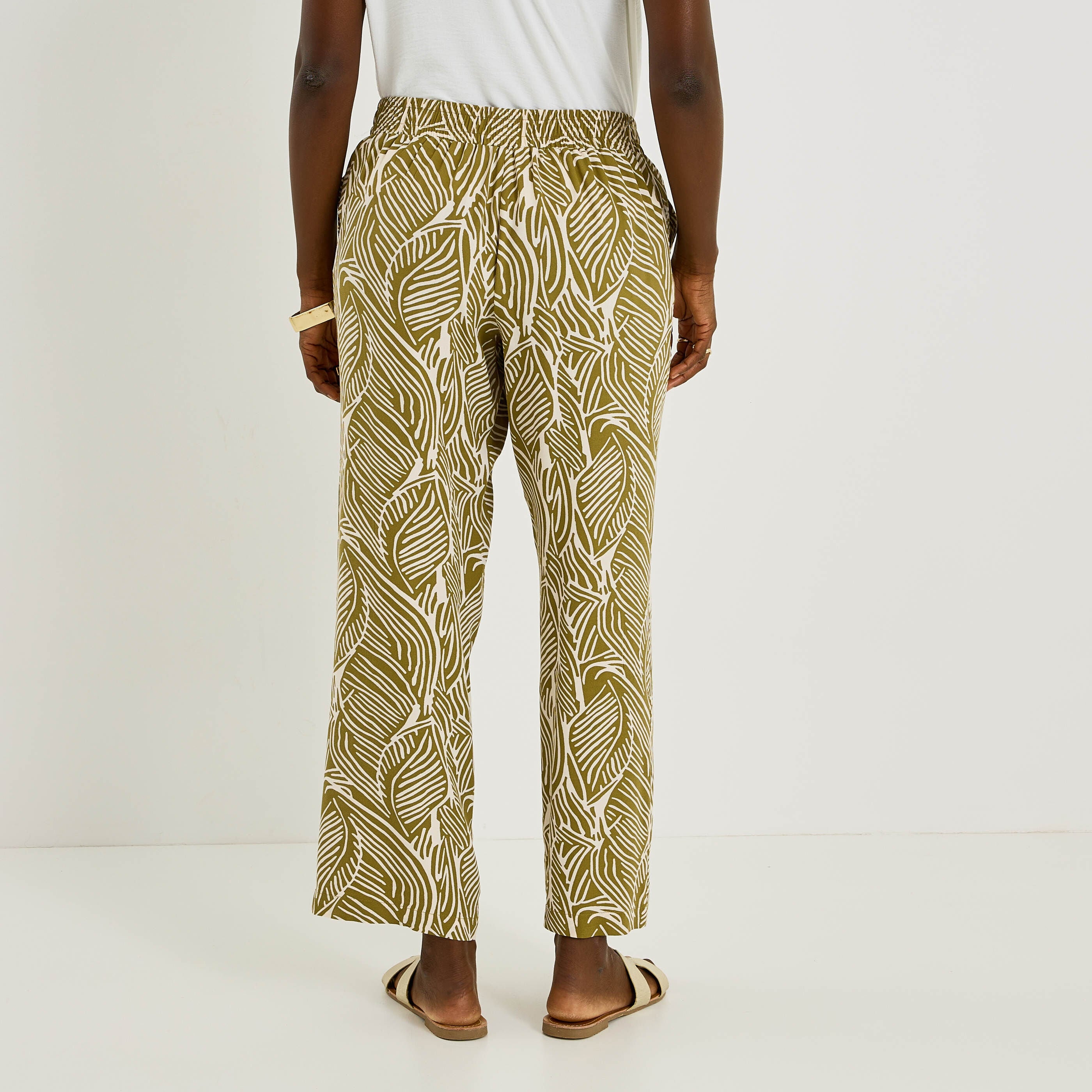 Pantalon large fluide imprim&eacute; femme
