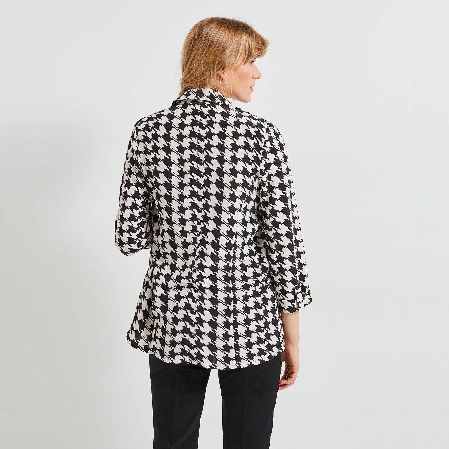 Veste fluide pied de poule femme