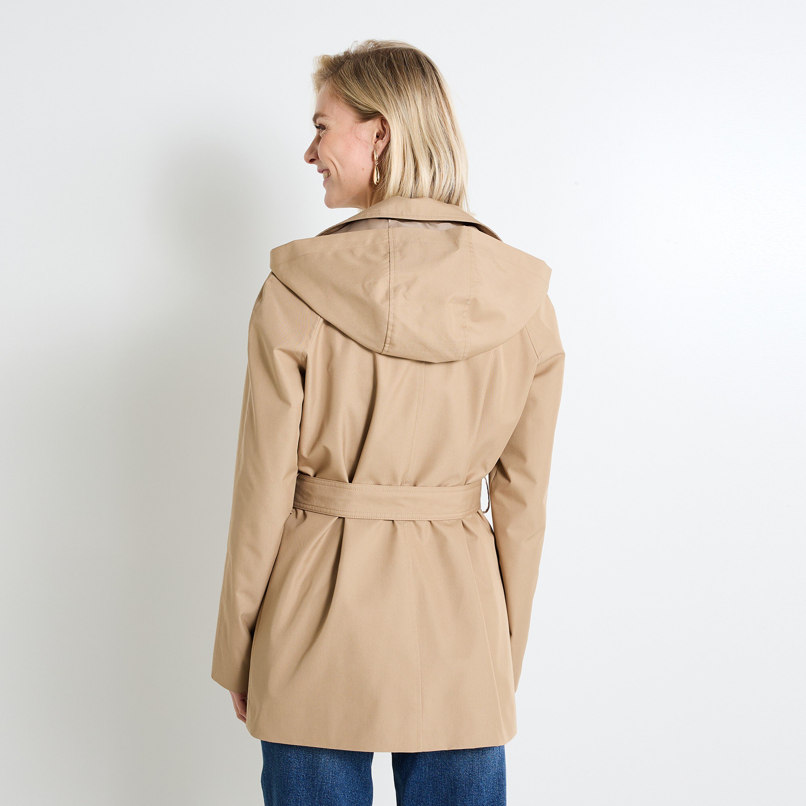 Trench &agrave; capuche amovible femme