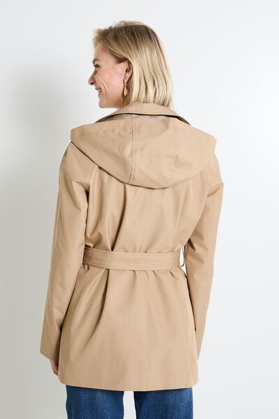 Trench à capuche amovible femme