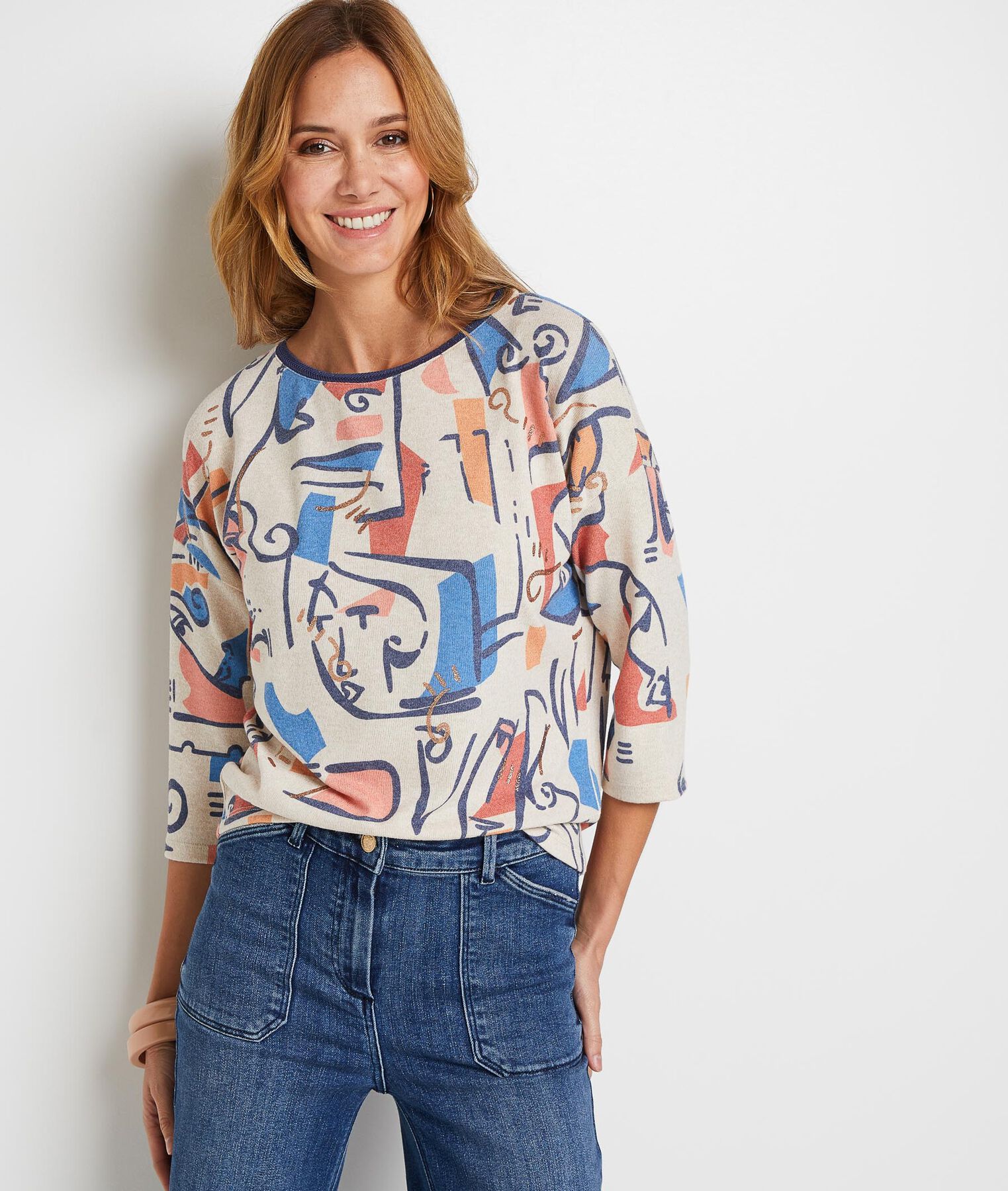 T-shirt col rond imprimé femme