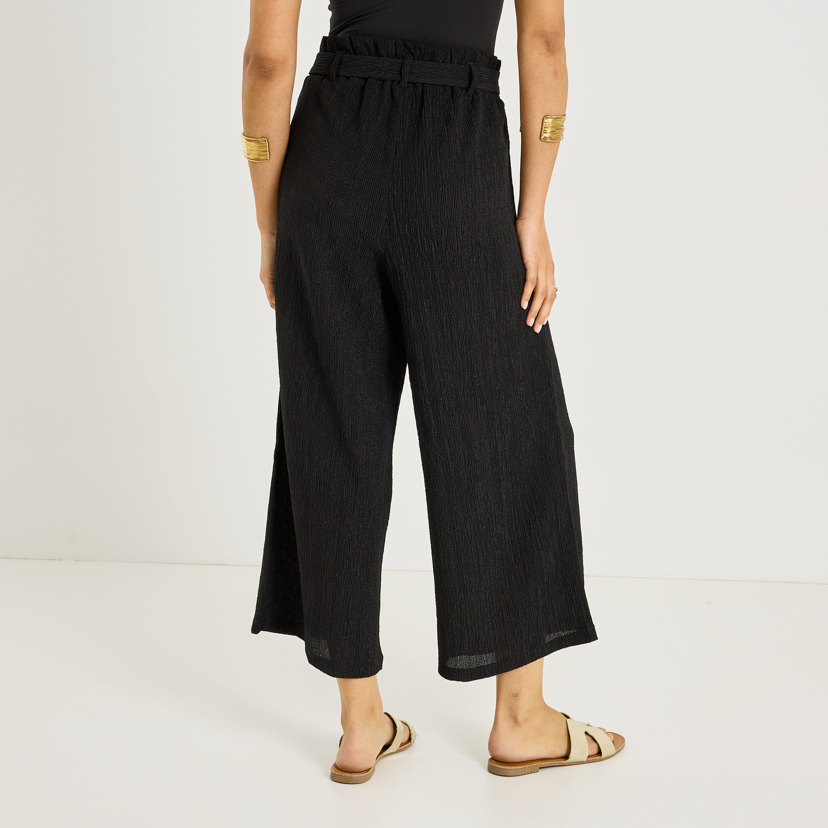 Pantalon large raccourci femme