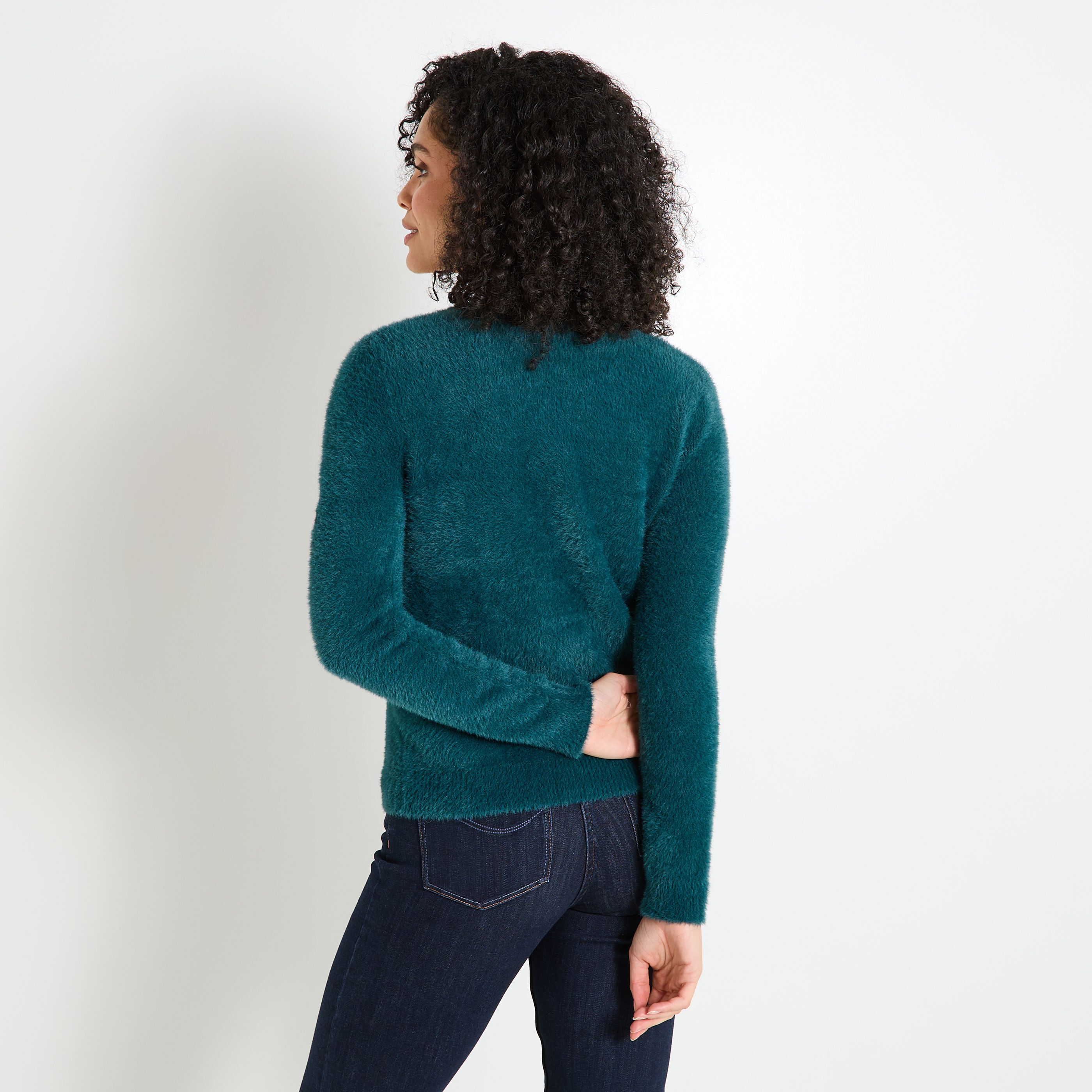 Gilet fluffy col V femme