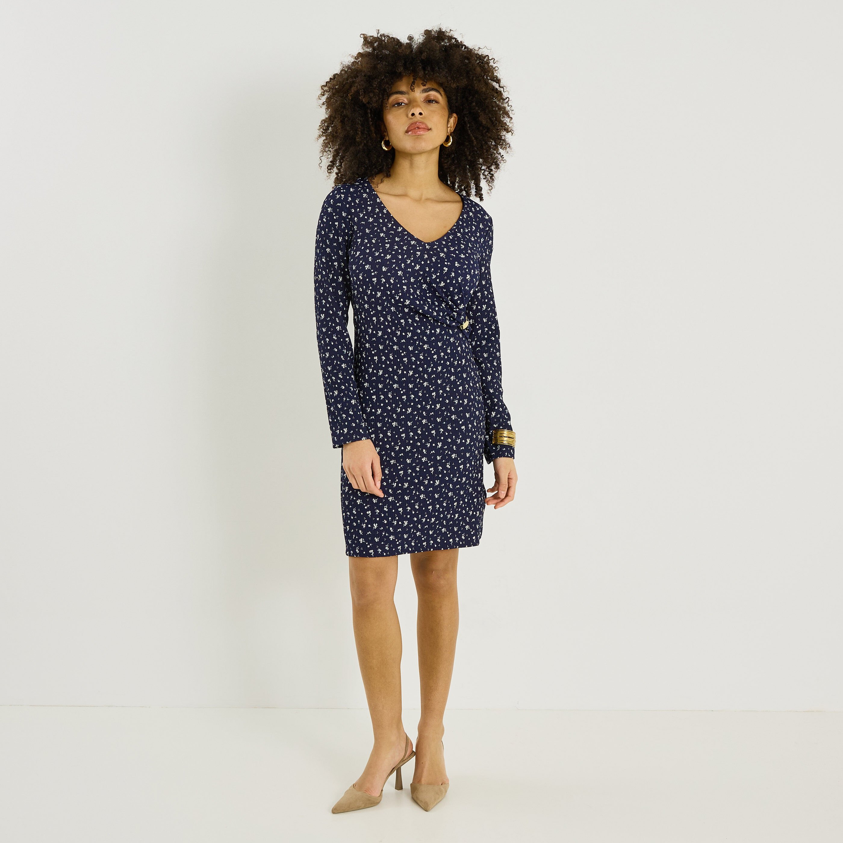 Robe en maille &agrave; imprim&eacute; floral