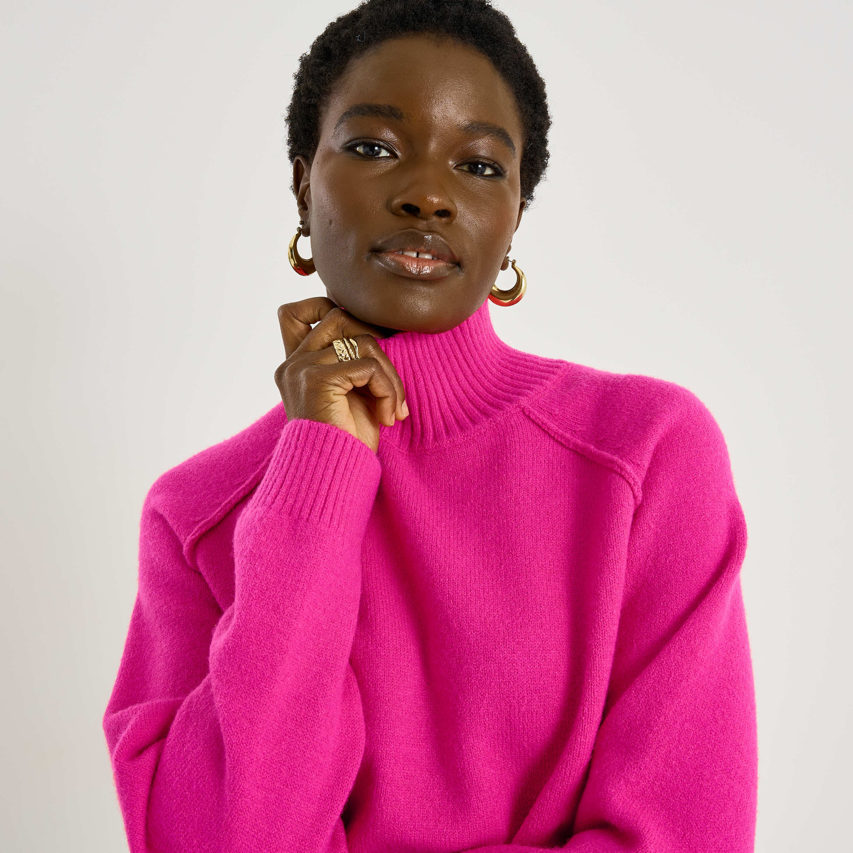 Pull col montant femme