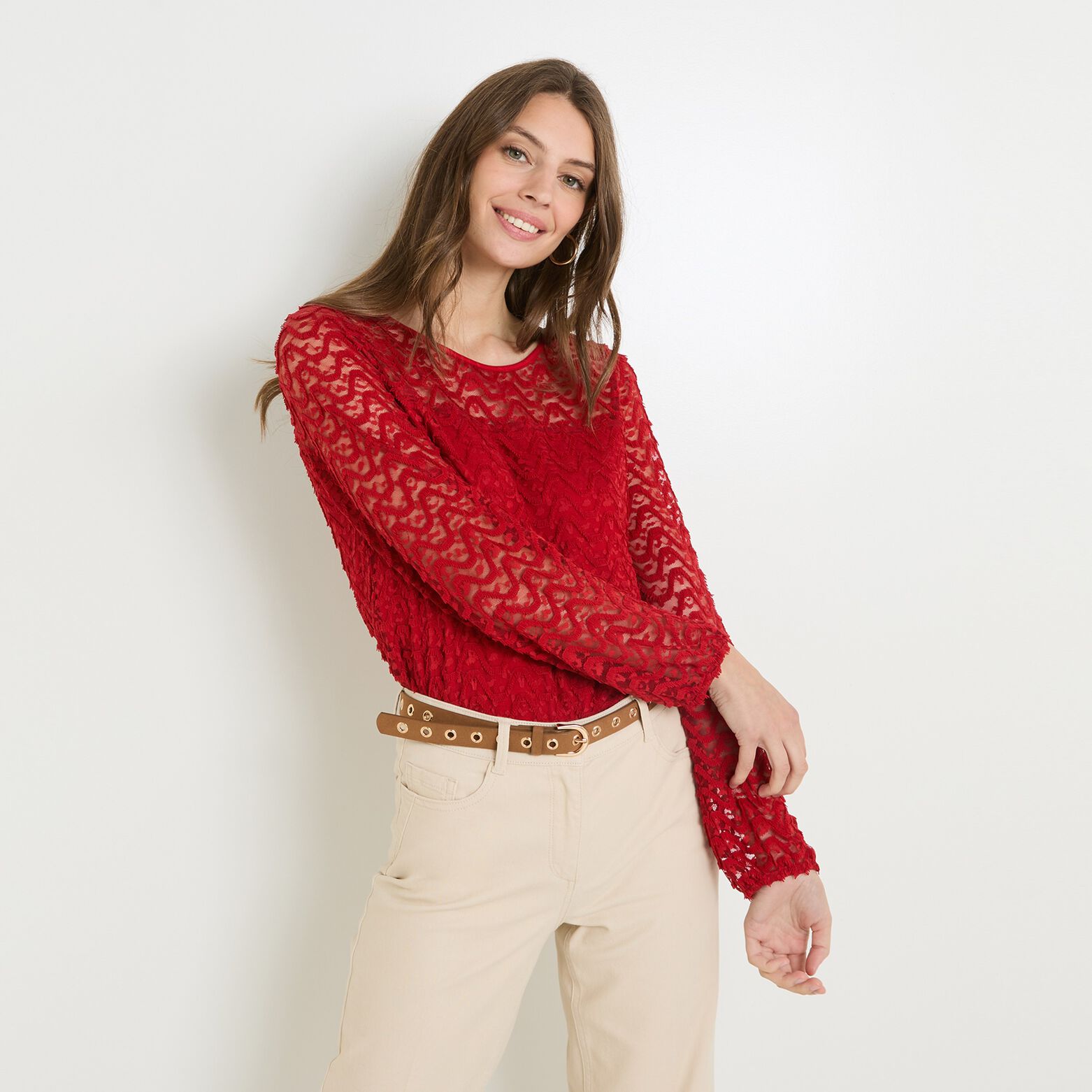 Blouse col rond femme