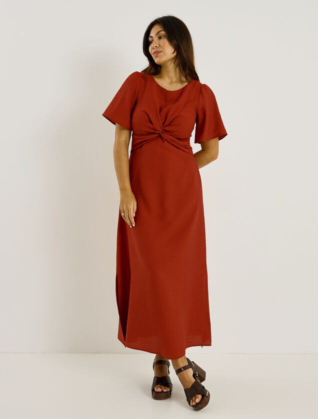 Robe longue habill&eacute;e unie &agrave; fentes