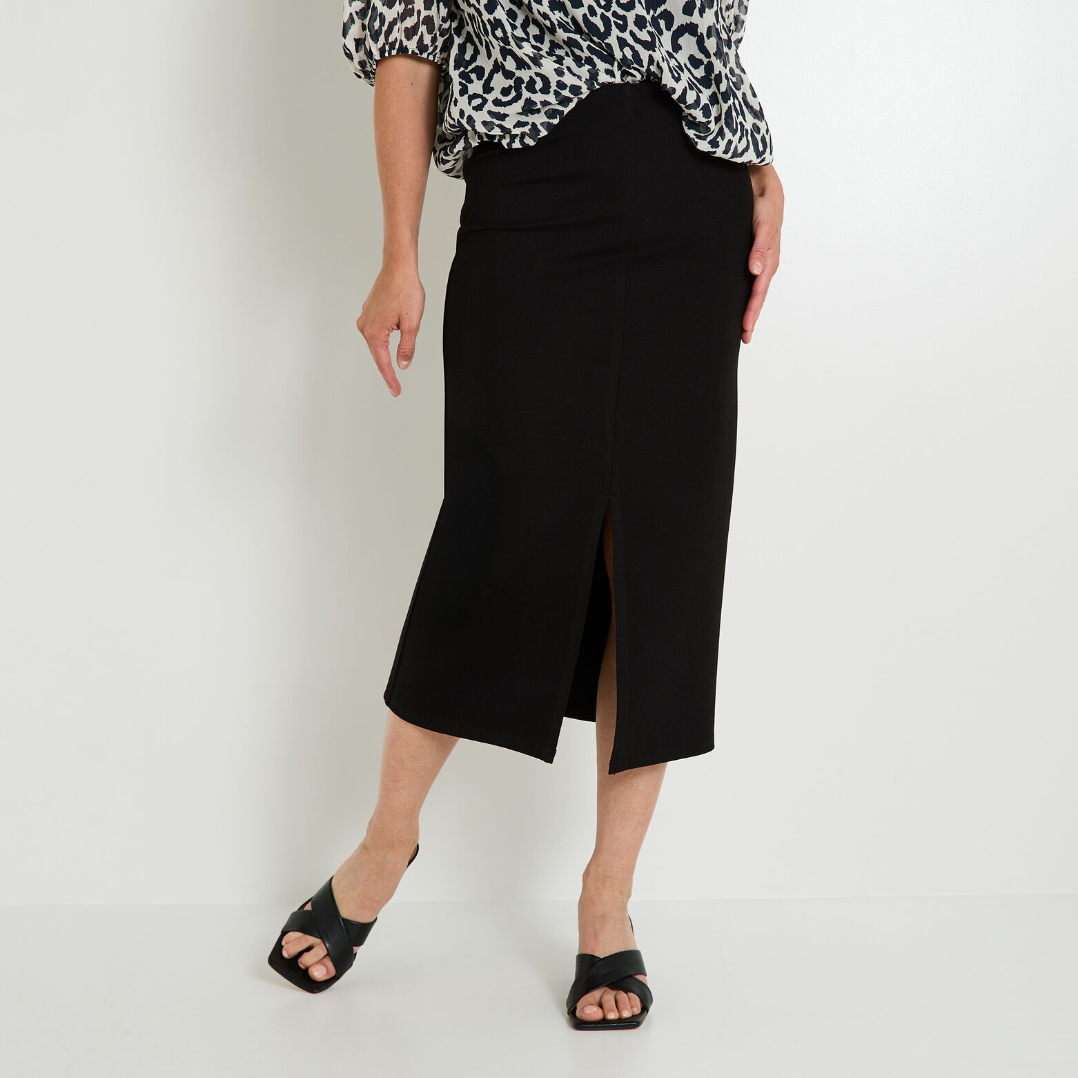 Jupe crayon longue fendue femme