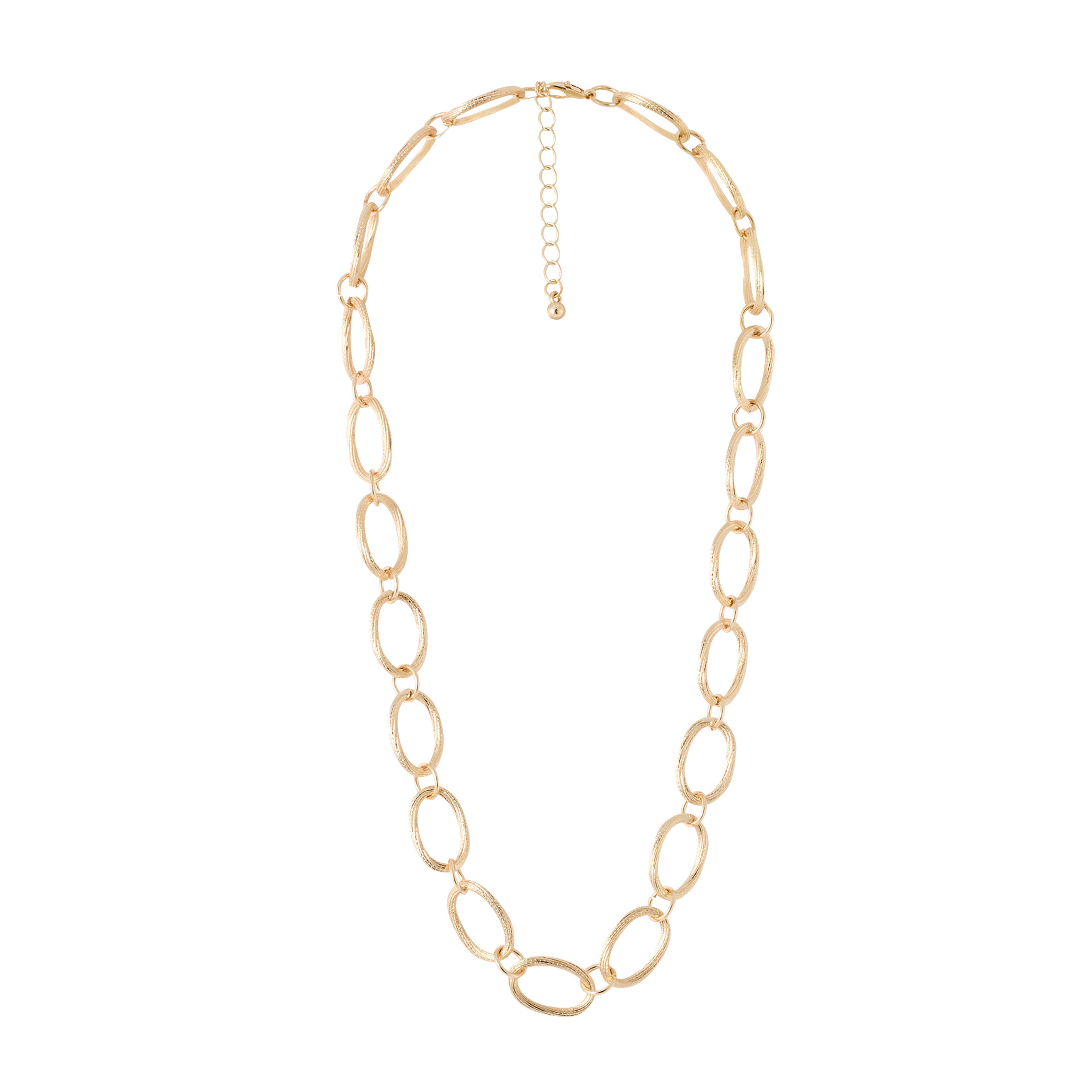 Collier maillons ovales cisel&eacute;s femme