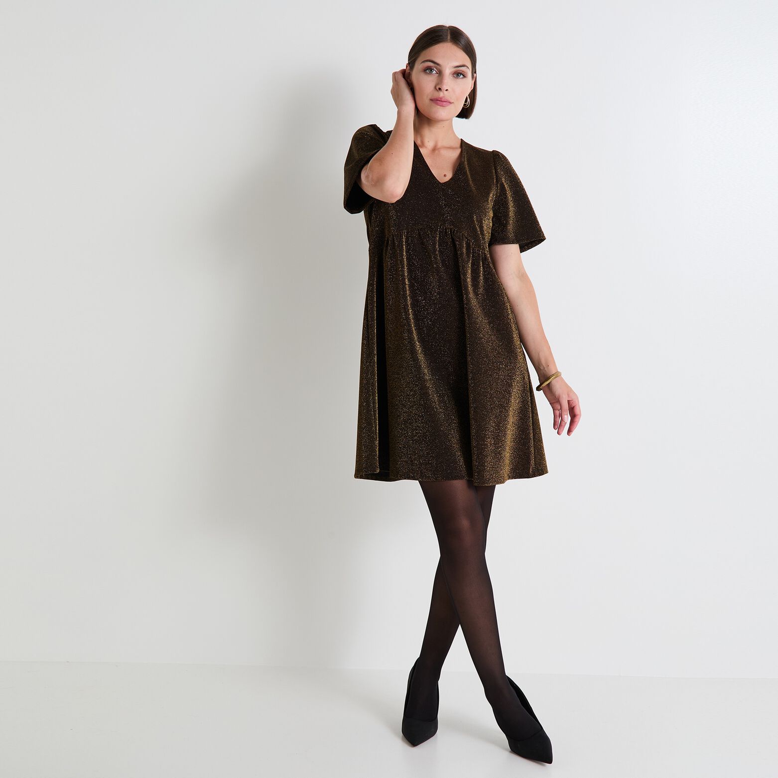 Robe maille manches courtes femme