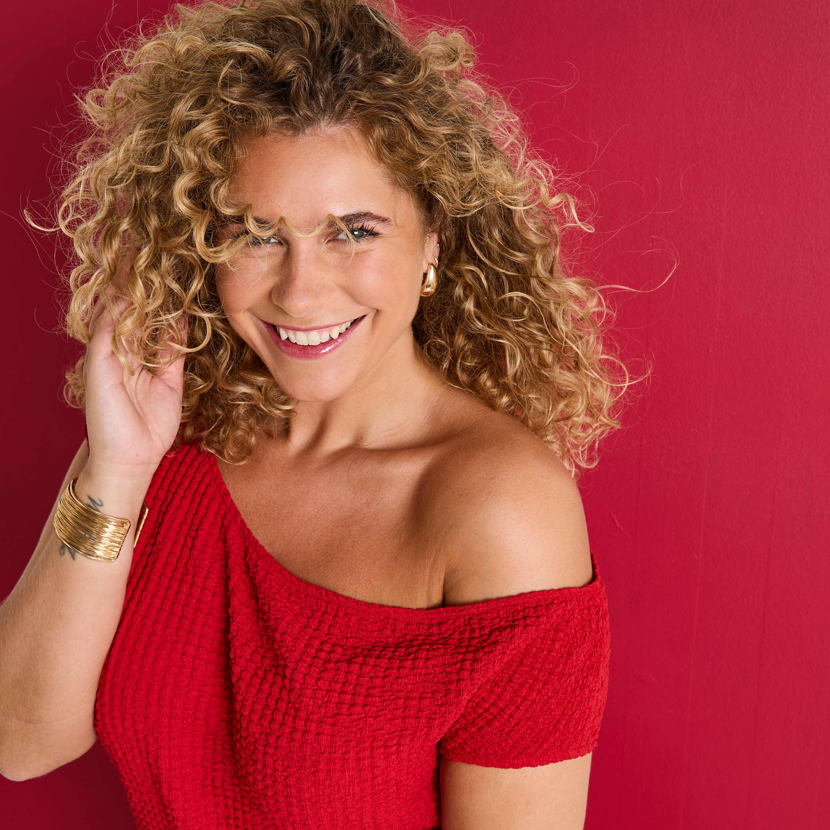 Robe longue en maille gaufr&eacute;e