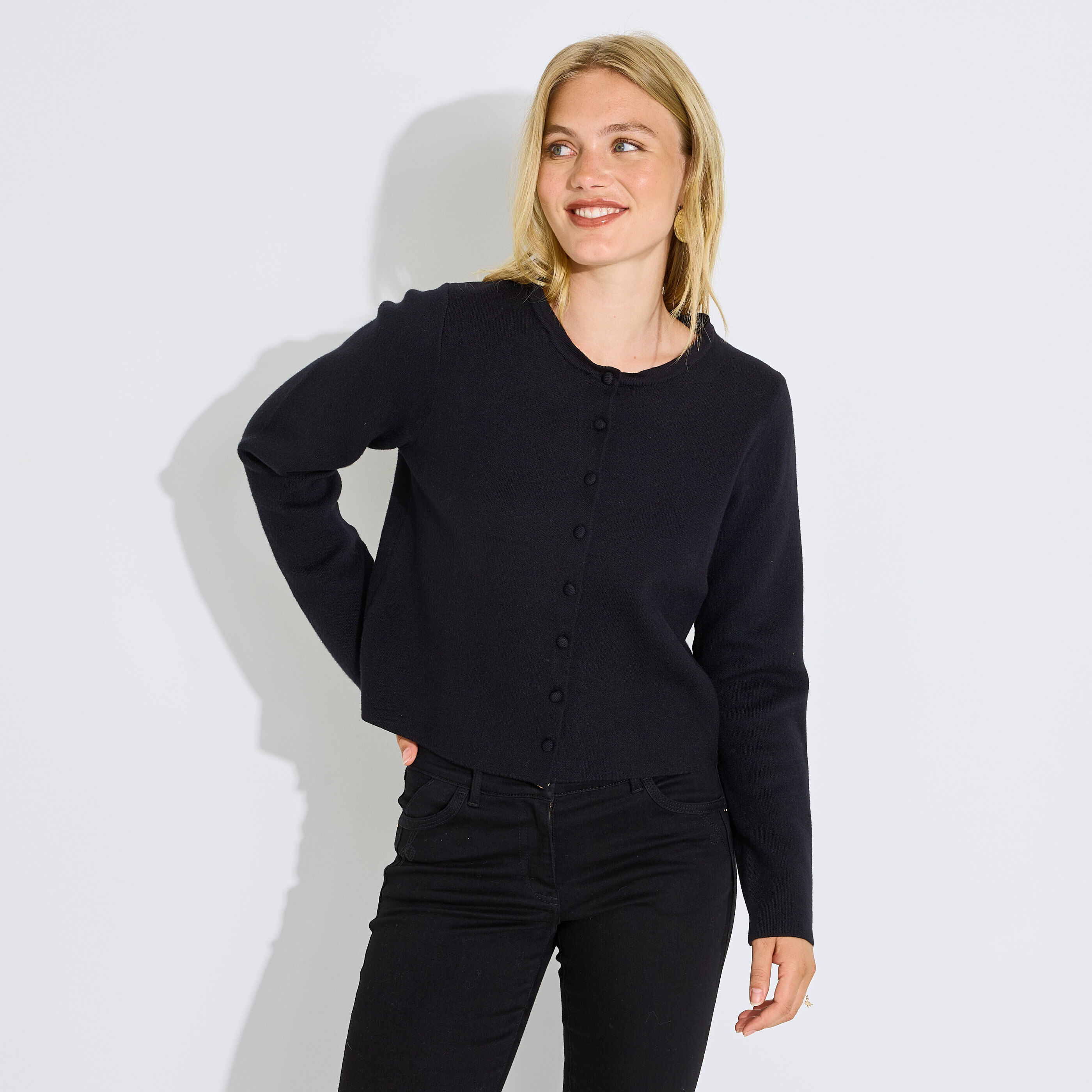 Gilet court avec col amovible femme
