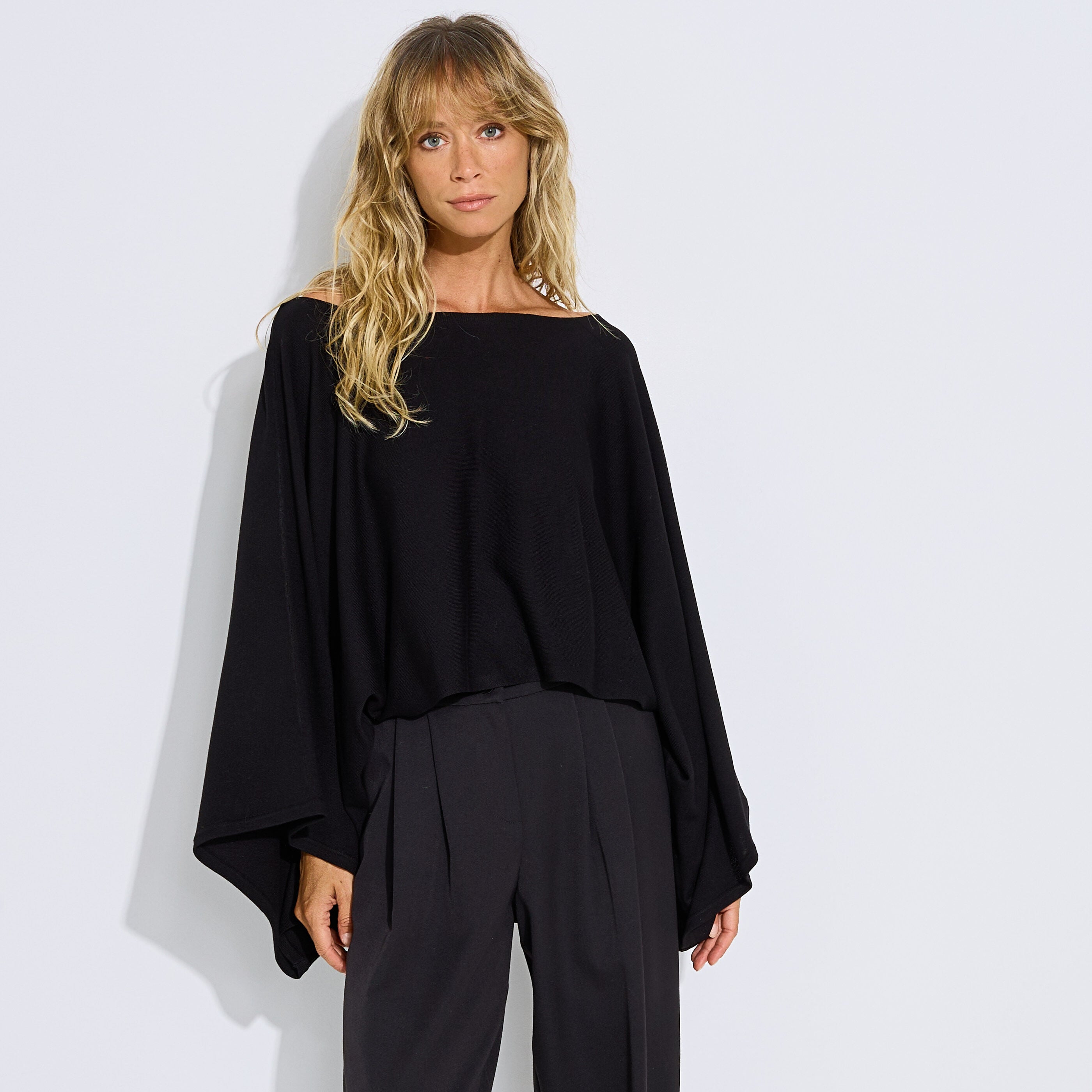 Pull cape col bateau femme